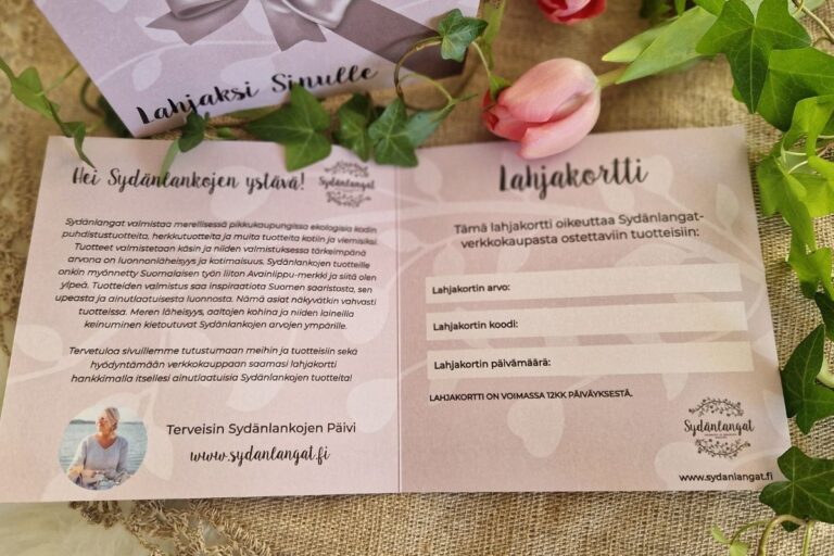 Read more about the article Lahjakortti käsintehtyjen tuotteiden ystäville